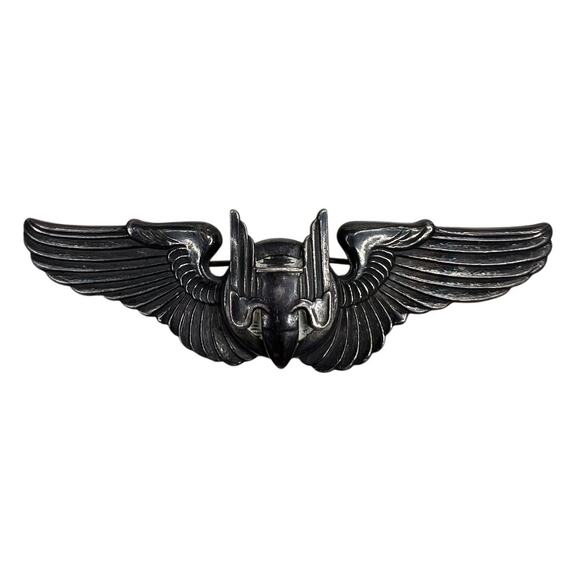 Vintage Rare WWII USAAF Aerial Gunner Sterling Pin Back Wings - Picture 1 of 4